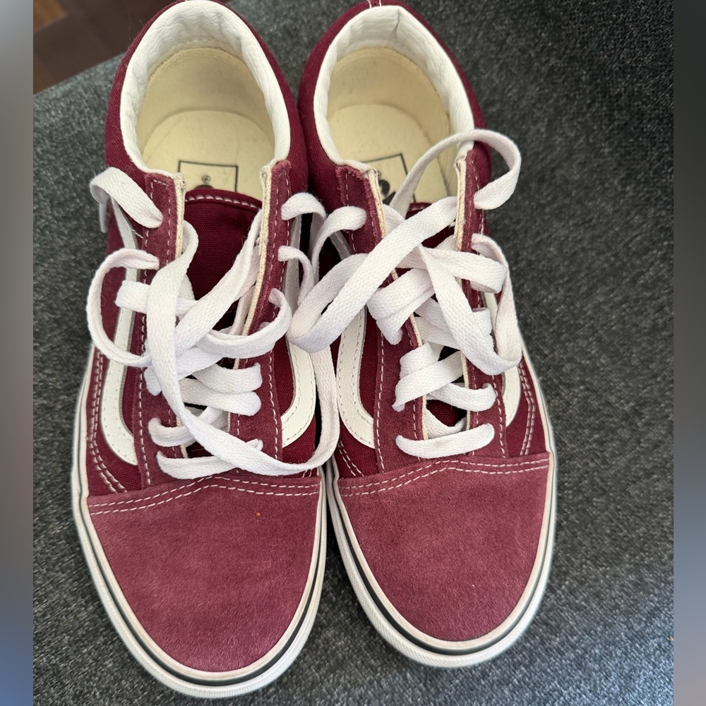 Vans Burgundy and White Suede Sneakers